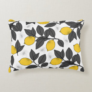 Tropical seamless pattern with yellow lemons. Hand Decorative Cushion