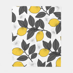 Tropical seamless pattern with yellow lemons. Hand Fleece Blanket