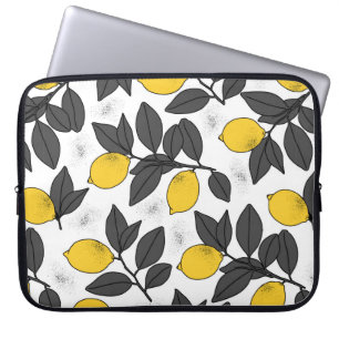 Tropical seamless pattern with yellow lemons. Hand Laptop Sleeve