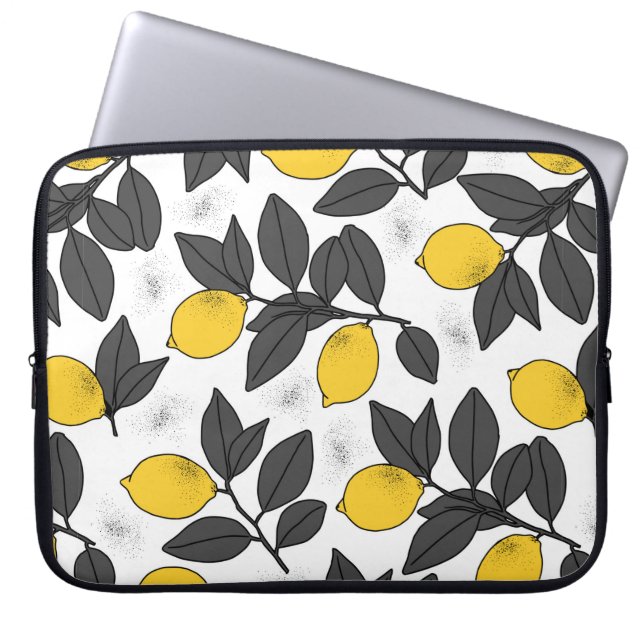 Tropical seamless pattern with yellow lemons. Hand Laptop Sleeve (Front)
