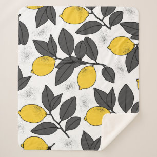 Tropical seamless pattern with yellow lemons. Hand Sherpa Blanket