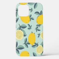 Tropical seamless pattern with yellow lemons