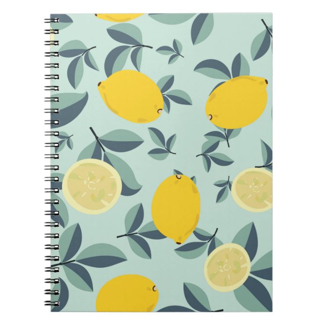 Tropical seamless pattern with yellow lemons notebook (Front)