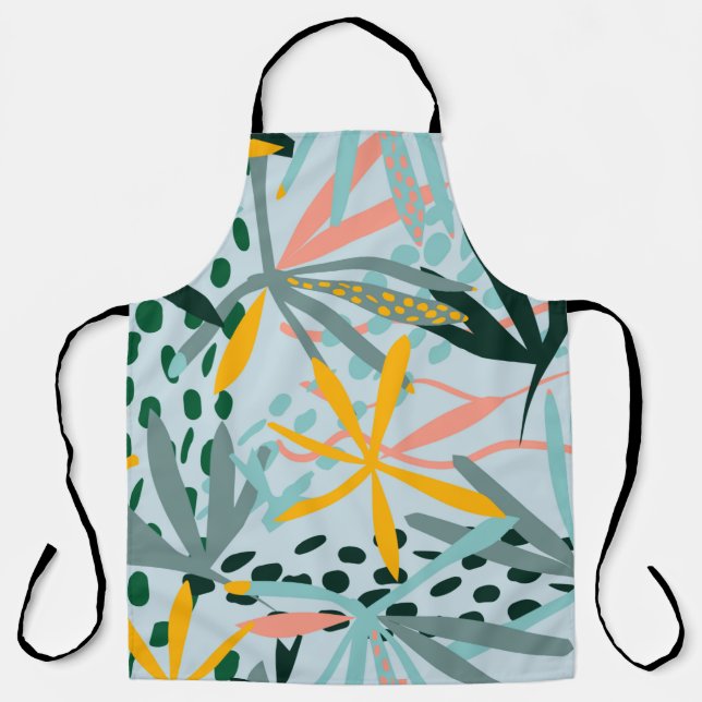 Tropical seamless texture with palm leaves, raster apron (Front)