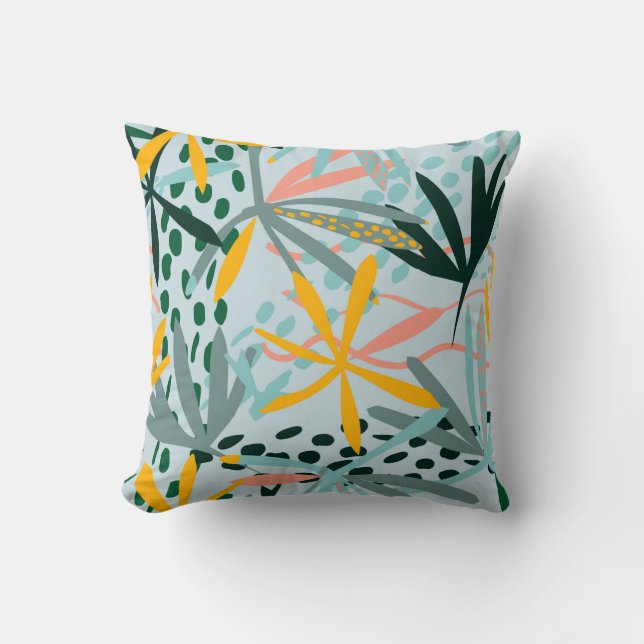 Tropical seamless texture with palm leaves, raster cushion (Front)