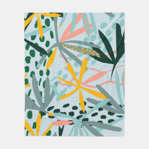 Tropical seamless texture with palm leaves, raster fleece blanket