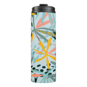 Tropical seamless texture with palm leaves, raster thermal tumbler
