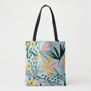 Tropical seamless texture with palm leaves, raster tote bag