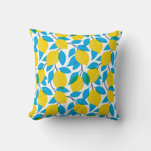 Tropical Seamless With Yellow Lemons Cushion