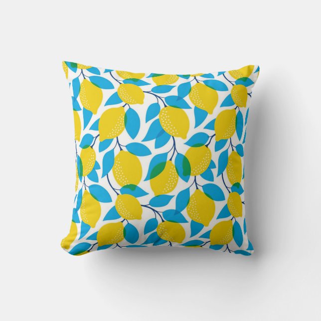 Tropical Seamless With Yellow Lemons Cushion (Front)
