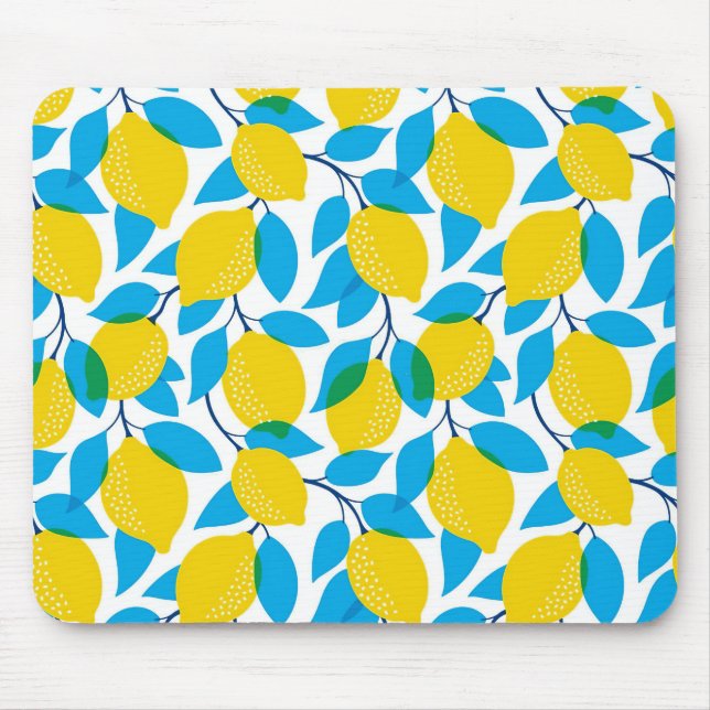 Tropical Seamless With Yellow Lemons Mouse Pad (Front)