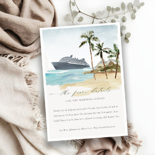 Tropical Seascape Beach Cruise Palm Wedding Detail Enclosure Card