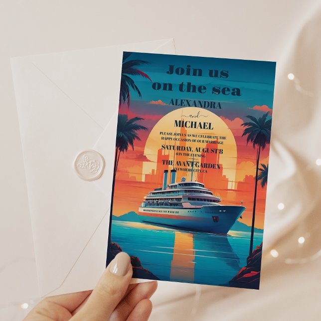 Tropical Seascape Beach Cruise Wedding Invitation (Creator Uploaded)