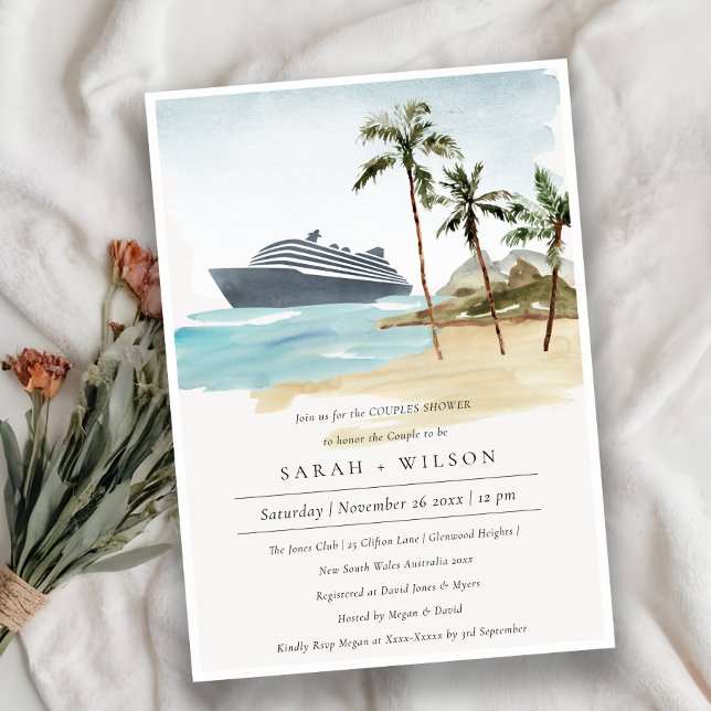 Tropical Seascape Cruise Couples Shower Invite (Creator Uploaded)