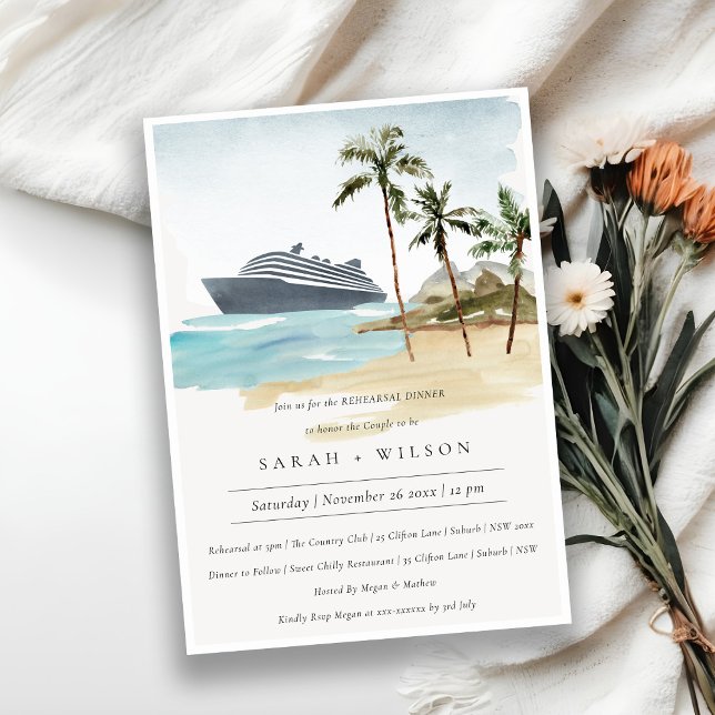 Tropical Seascape Cruise Rehearsal Dinner Invite (Creator Uploaded)