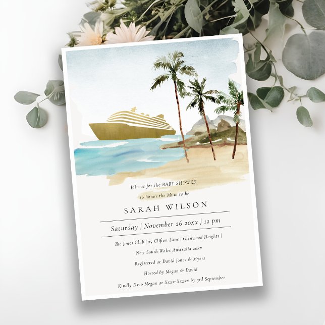 Tropical Seascape Palm Cruise Baby Shower Invite (Creator Uploaded)