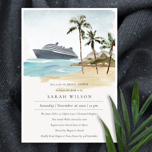 Tropical Seascape Palm Cruise Bridal Shower Invite (Creator Uploaded)