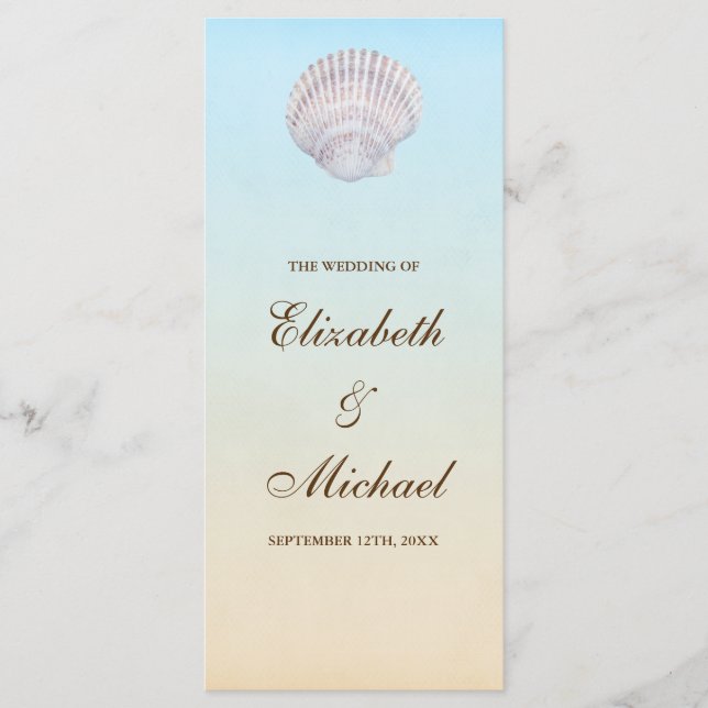Tropical Seashell Beach Wedding Program (Front)