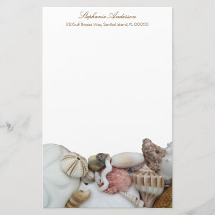 Tropical Seashell Border Personal Writing Paper