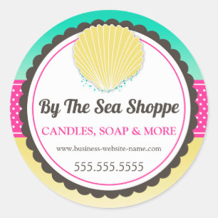 Tropical Seashell Sand and Sea Classic Round Stick Sticker