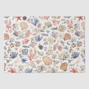 Tropical Seashells & Coral Reef Motif Tissue Paper