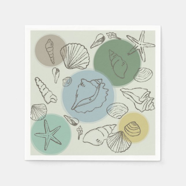 Tropical seashells on the beach  napkin (Front)