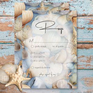 Tropical Seashells Scene Modern Wedding Dinner RSVP Card