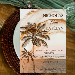 Tropical Seaside Chic Wedding  Invitation