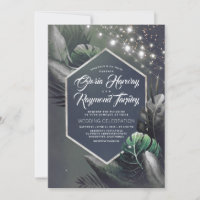 Tropical Seaside Night Silver Palms Wedding