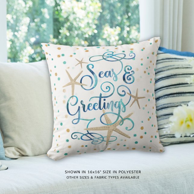 Tropical SEAsons Greetings Beach Holiday Cushion (Creator Uploaded)
