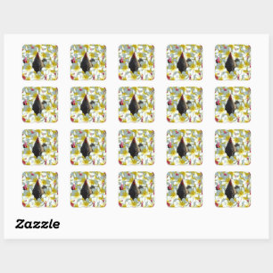 Tropical Serenity: Chicken and Frangipanis Harmony Square Sticker