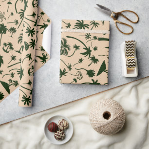 Tropical Serenity Palm Tree Leaves Wrapping Paper