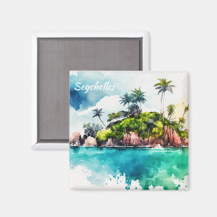 Tropical Seychelles Islands Painting Magnet