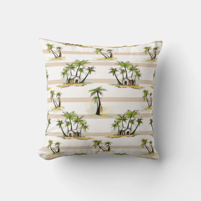 Tropical Shack And Palms Cushion (Front)