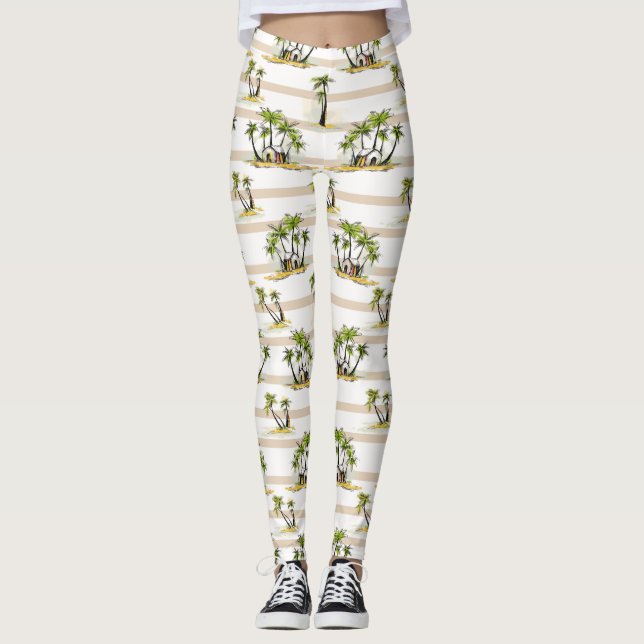 Tropical Shack And Palms Leggings (Front)