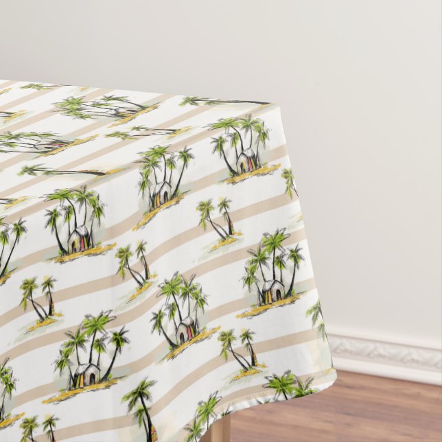 Tropical Shack And Palms Tablecloth (In Situ)