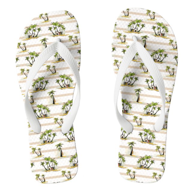 Tropical Shack And Palms Thongs (Footbed)