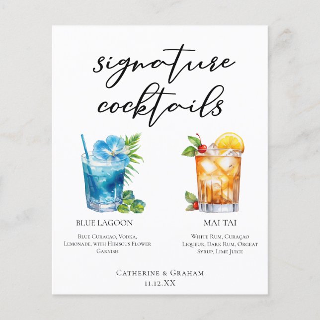 Tropical Signature Cocktails Wedding Menu (Front)