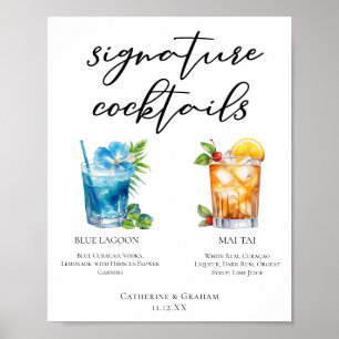 Tropical Signature Cocktails Wedding Menu Poster