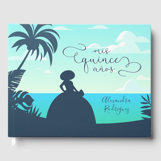 Tropical Silhouette Charro Quinceanera Guest Book (Front)