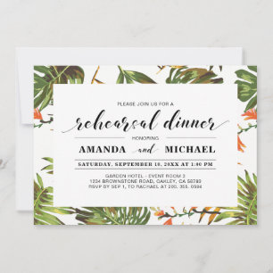 Tropical   Simple Modern Wedding Rehearsal Dinner Invitation