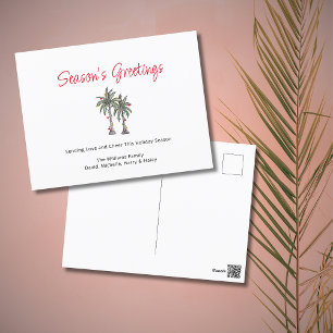 Tropical Simple Palm Trees Beach Christmas Holiday Postcard