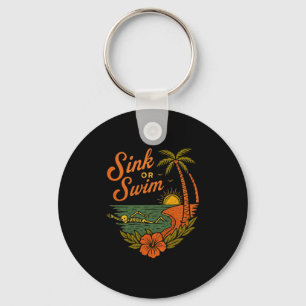 Tropical Sink Or Swim Skeleton Funny Beach Summer Key Ring
