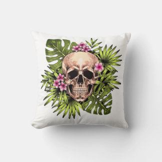 Tropical Skeleton Throw Pillow