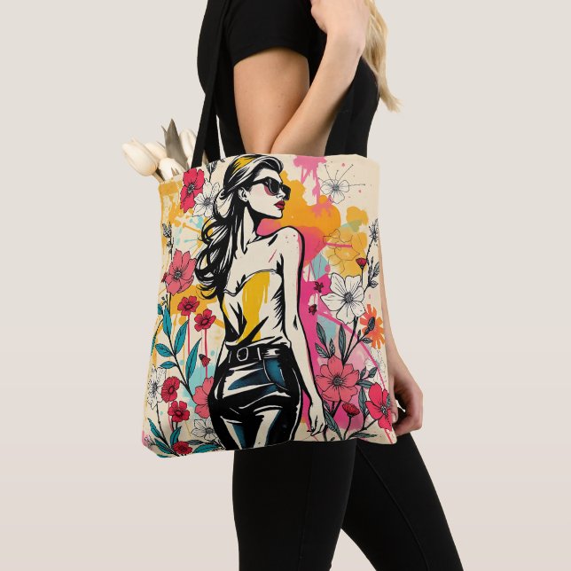 Tropical Sketch Duet Tote Bag (Close Up)