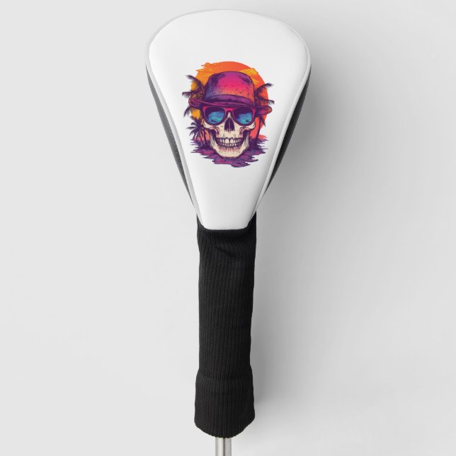 Tropical Skull Vibe Golf Head Cover (Front)