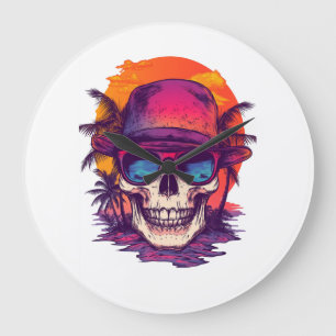 Tropical Skull Vibe Large Clock