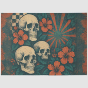 Tropical Skulls and Sunburst Design Decoupage Tissue Paper