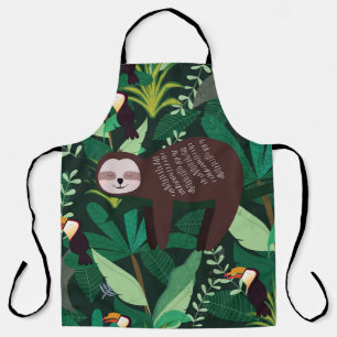 Tropical Sloth: Cartoon Seamless Pattern Apron