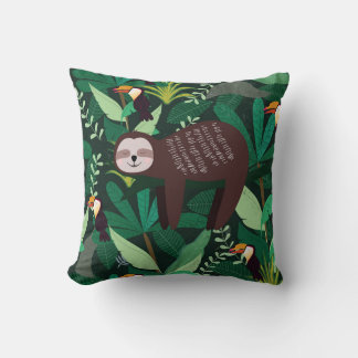 Tropical Sloth: Cartoon Seamless Pattern Cushion